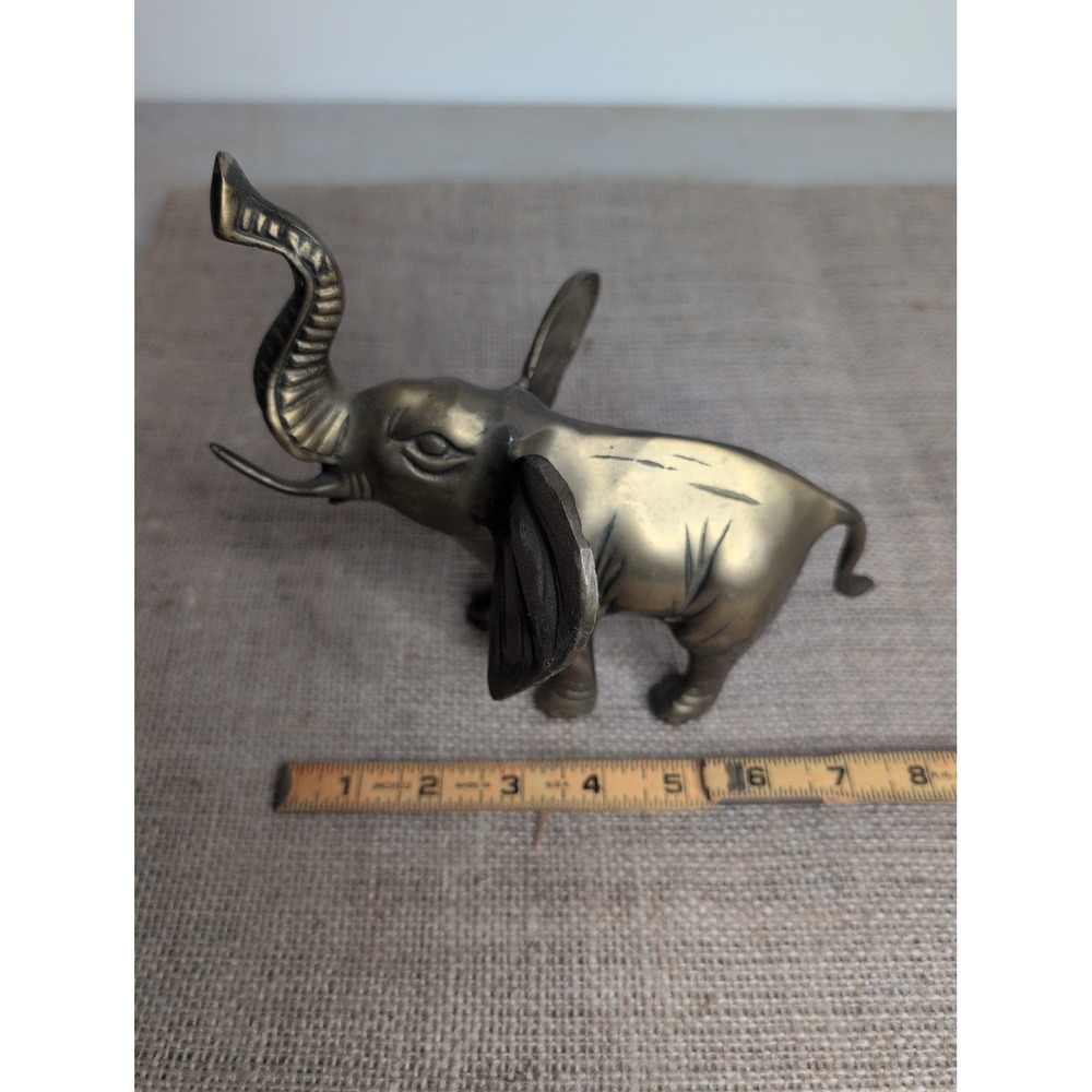 Vtg Brass Elephant Statue Trunk Up Good Luck Elephant Figurine Iraq